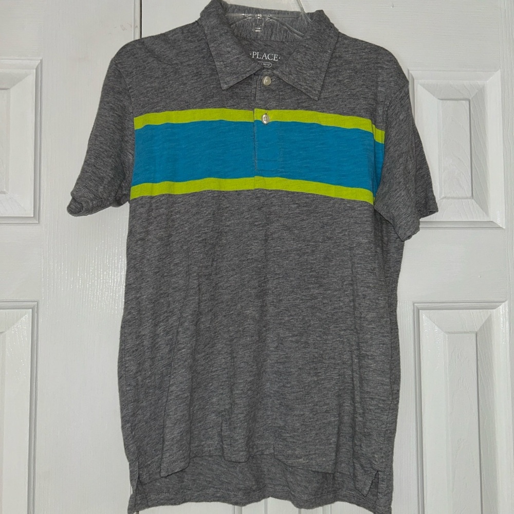 Place Gray and Blue Polo Shirt with Stripes